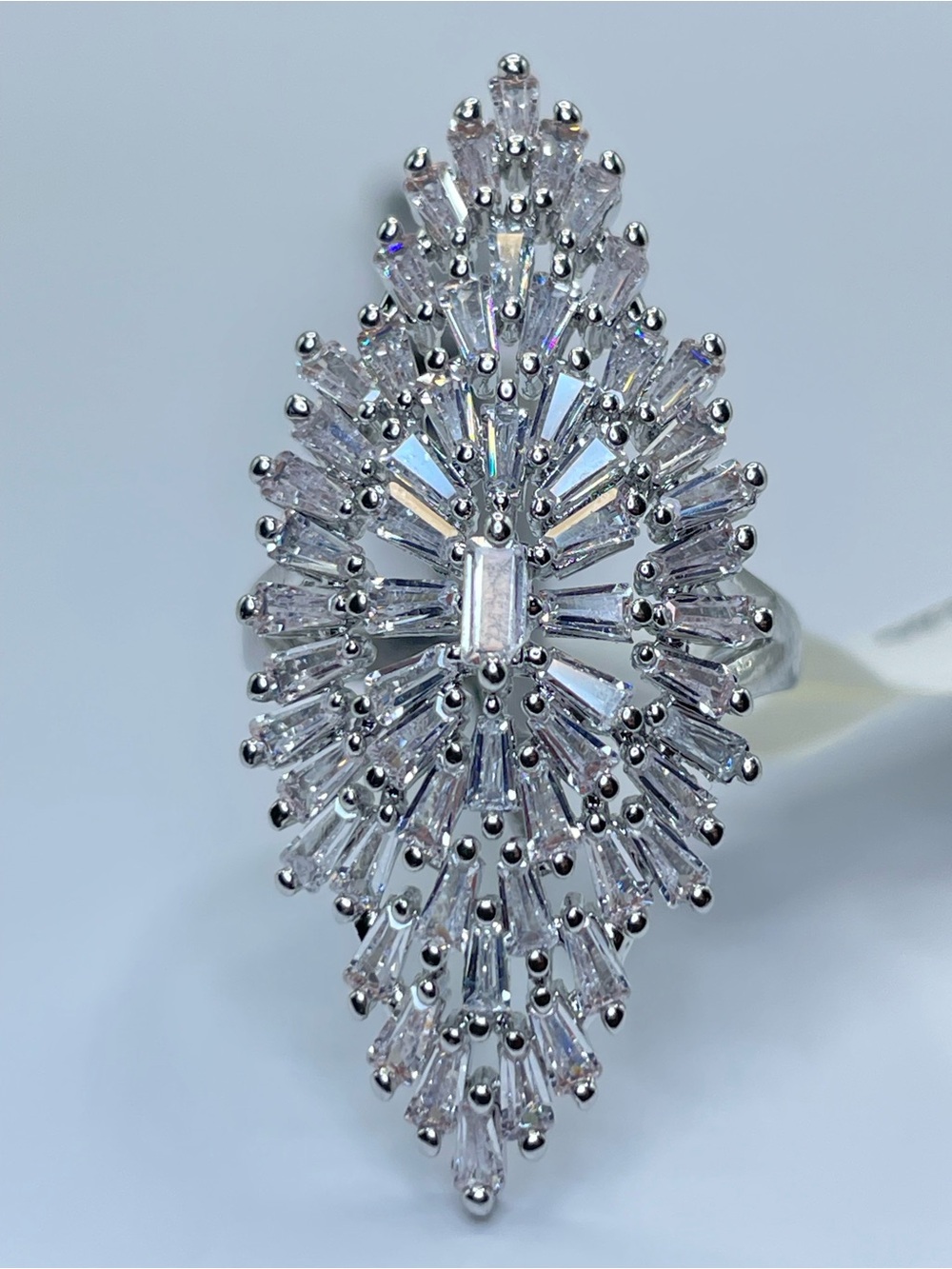Swarovski Crystal Elements White Crystal Art Deco Statement Ring Sz 7 Bold